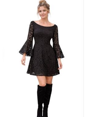 Krazy Kat Black Floral Lace Dress (SIZE:small)